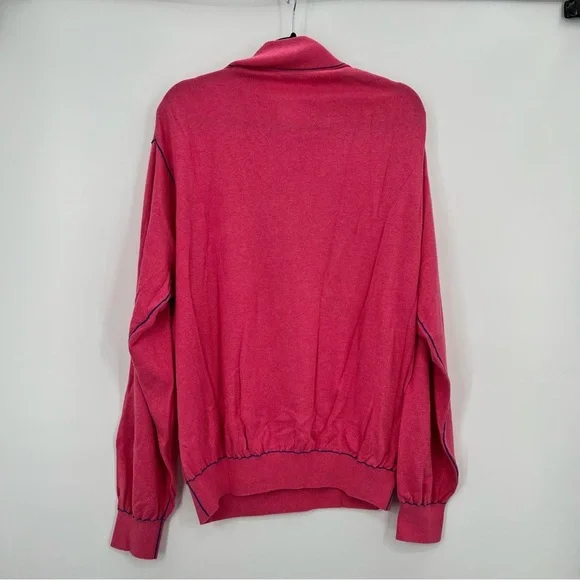 Peter Millar Cotton Cashmere Corded Contrast Quarter Zip Pullover Sweater XL - Picture 5 of 9